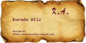 Korsós Aliz névjegykártya